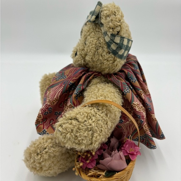COUNTRY TIME Vintage Handmade 1996 Teddy Bear on Stand - Picture 2 of 8